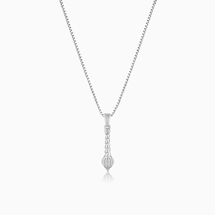 Silver Hanuman Gada Pendant with Box Chain For Him