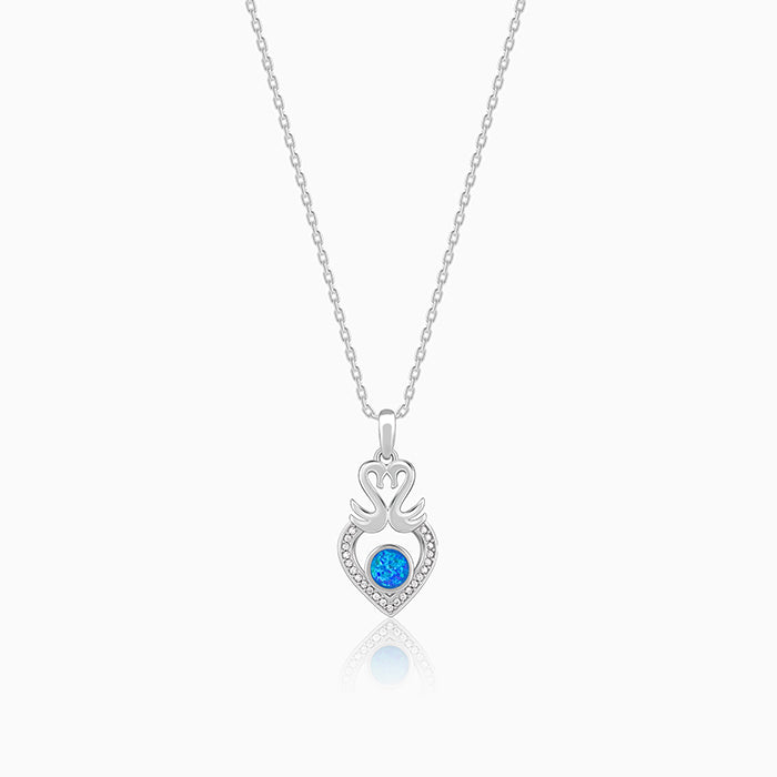 Silver Swan Heart Pendant With Link Chain