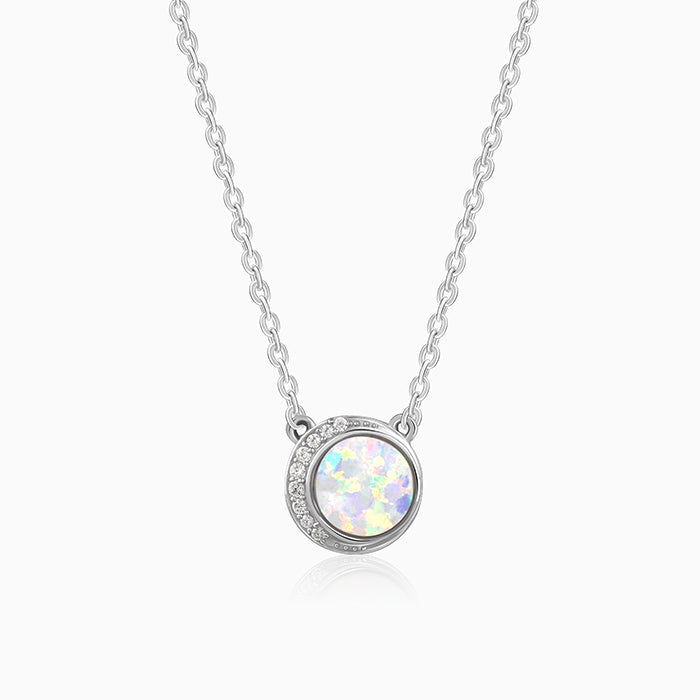 Silver Opal Moon Necklace