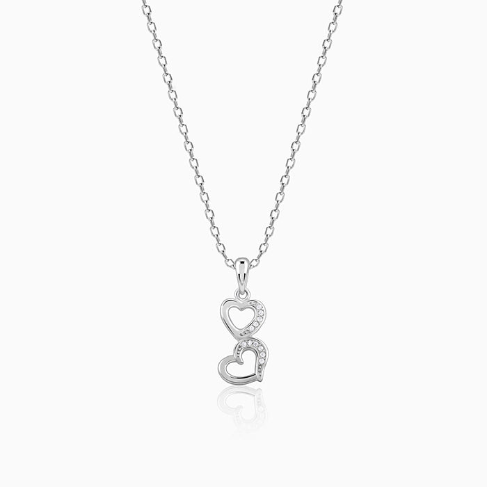 Silver All Hearts Pendant With Link Chain