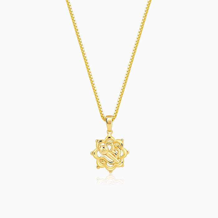 Golden Hanuman Gada Pendant With Box Chain