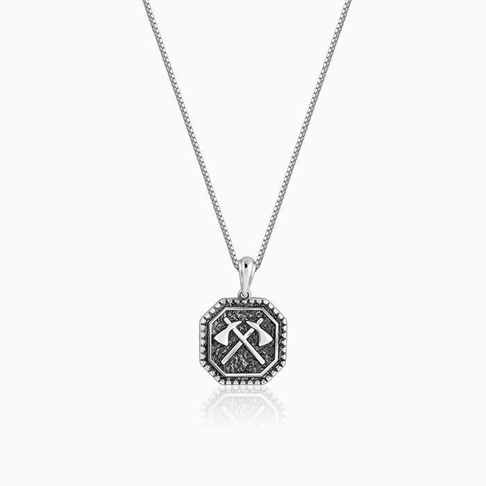 Oxidised Cyber Shard Pendant With Box Chain For Him