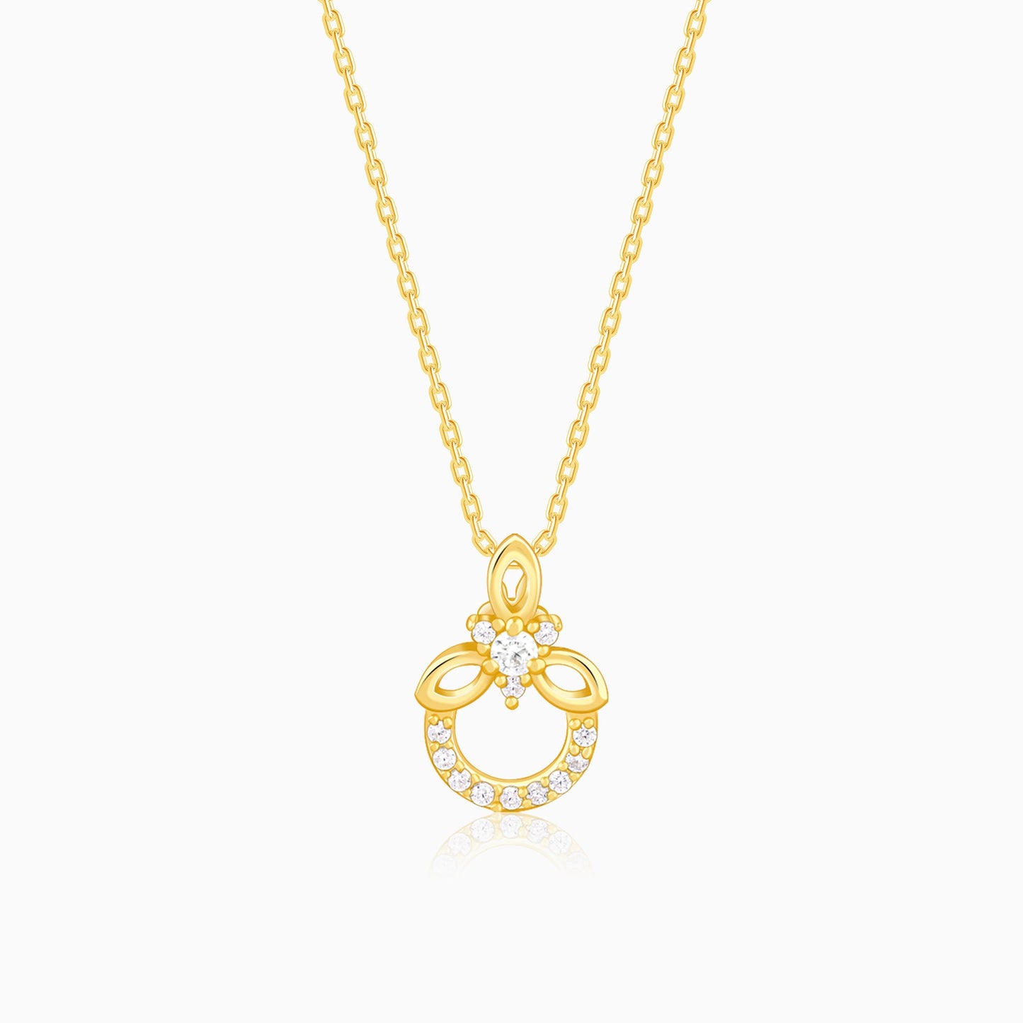 Golden Adoring Floral Pendant With Link Chain