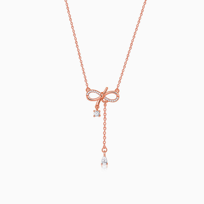 Rose Gold Bow Shine Necklace
