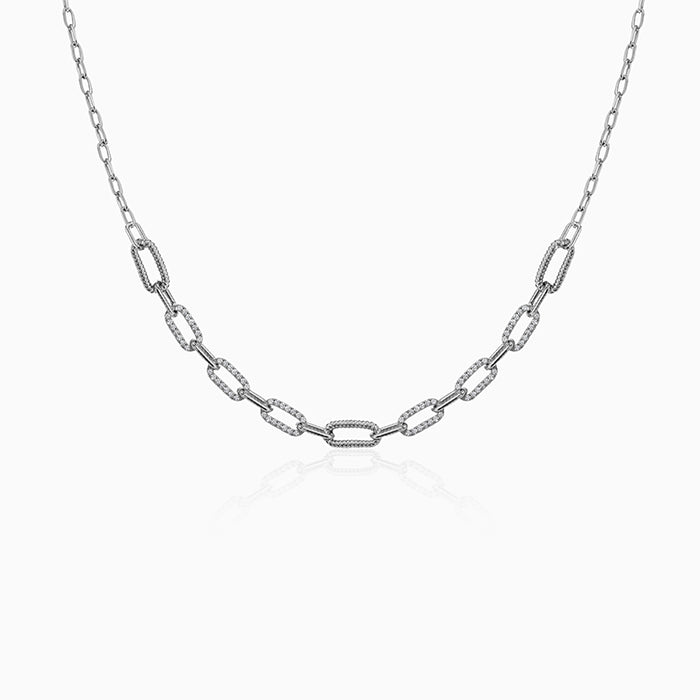 Kriti Sanon Silver Textured Paperclip Necklace