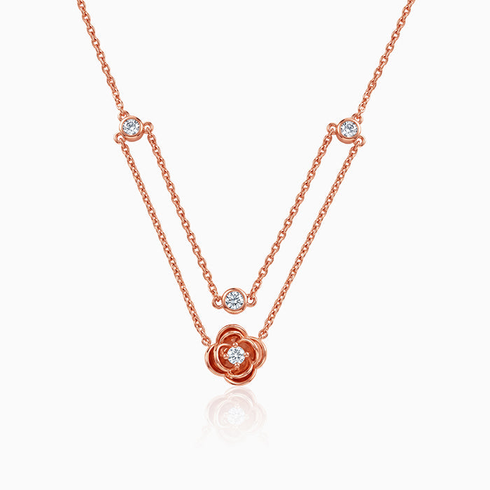 Rose Gold Blossom Layered Necklace