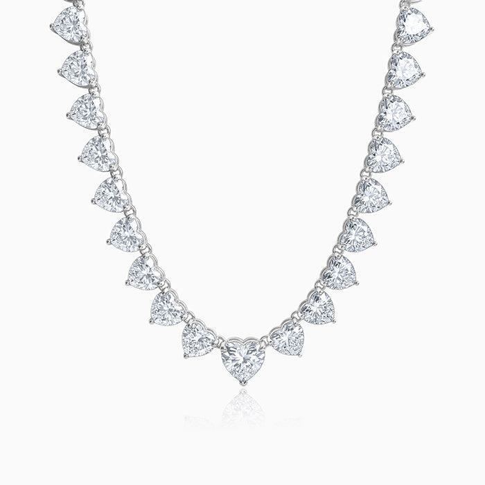 Silver Heart Tennis Necklace
