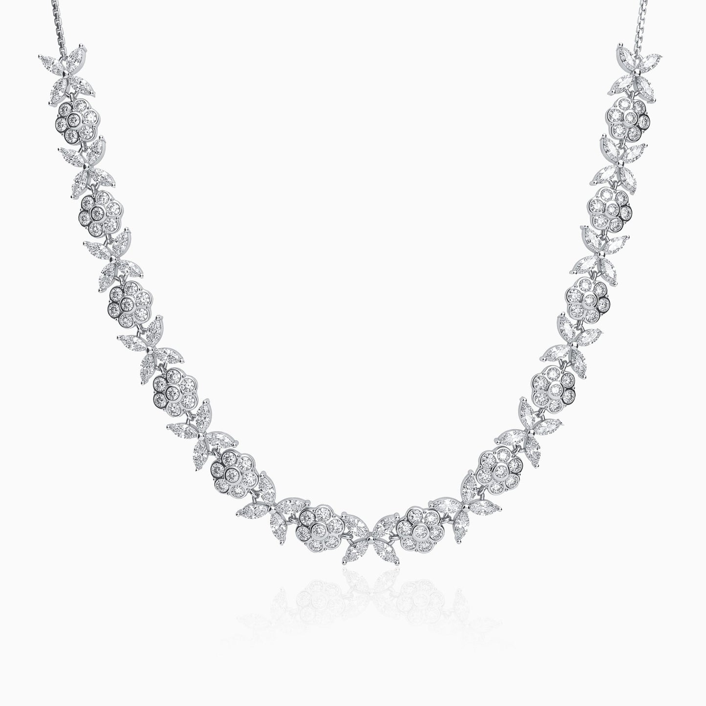 Silver Floral Shine Choker Necklace