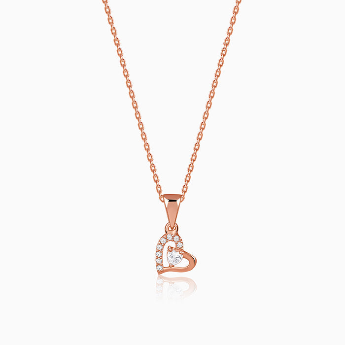 Rose Gold Heart Glow Pendant with Link Chain