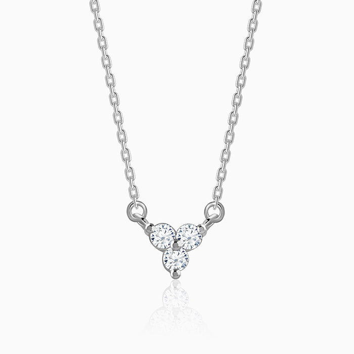 Silver Clover Crystal Necklace