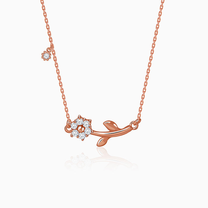 Rose Gold Plated Crystal Floral Bud Necklace