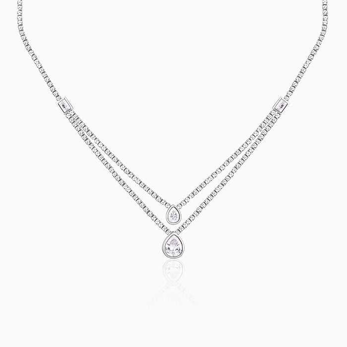 Silver Layered Drop necklace