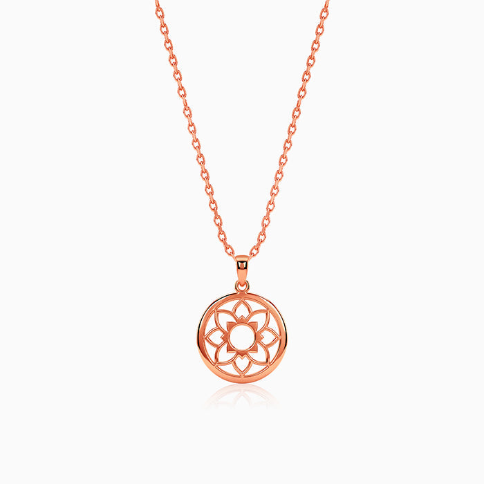 Rose gold Sunpetal Filigree Pendant With Link Chain