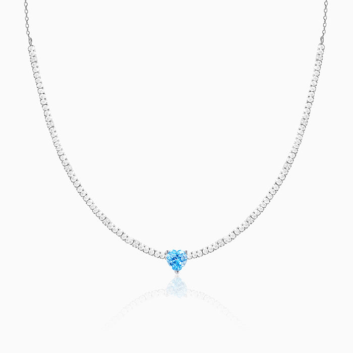 Silver Blue Heart Choker Necklace