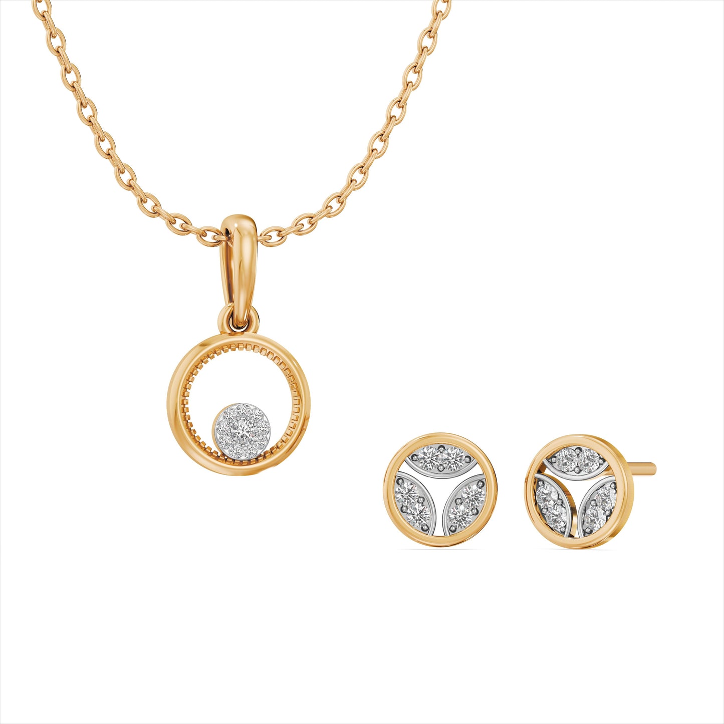 Solstice Round 9KT Gold Laboratory Grown Diamond Pendant Set