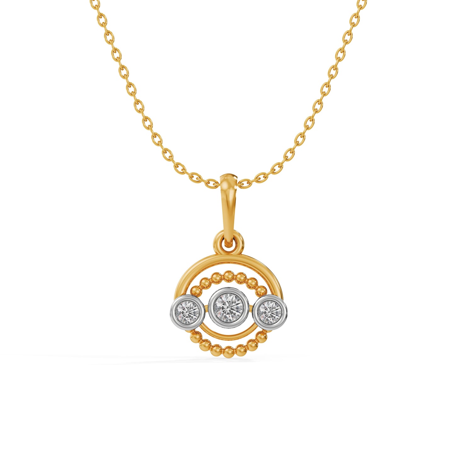 Triple Halo Motif 9KT Gold Laboratory Grown Diamond Pendant