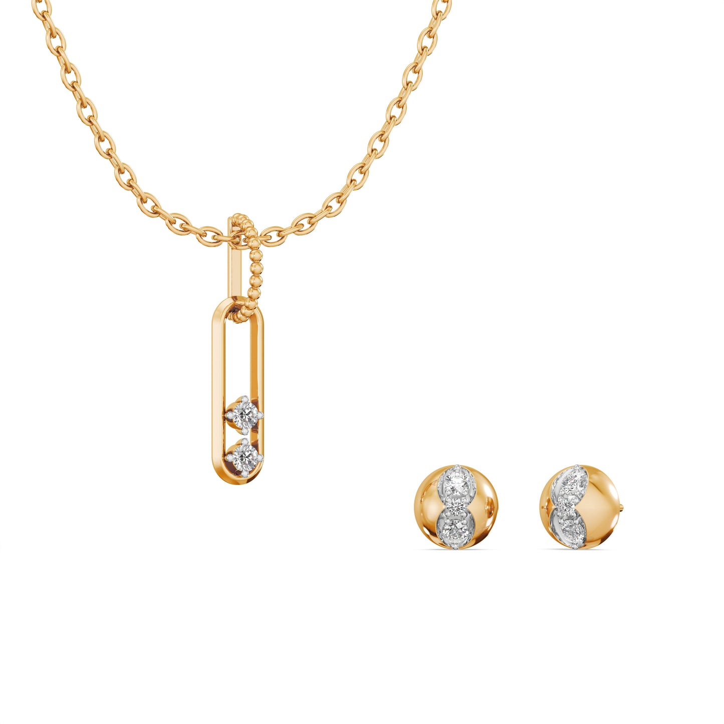 Nova Bar 9KT Gold Laboratory Grown Diamond Pendant Set