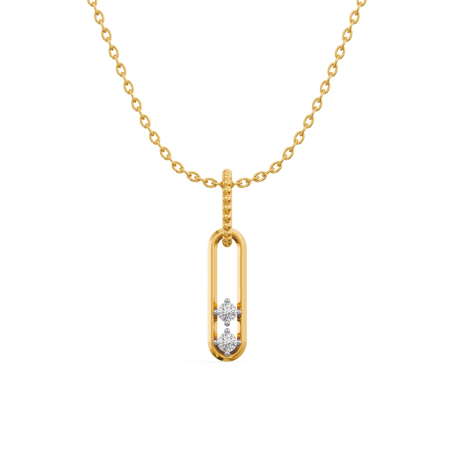 Linear Bar 9KT Gold Laboratory Grown Diamond Pendant