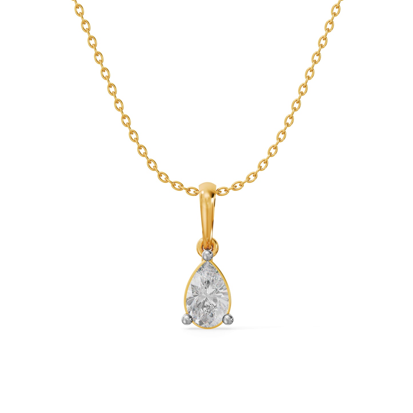 Pear Water Droplet 9KT Gold Laboratory Grown Diamond Necklace