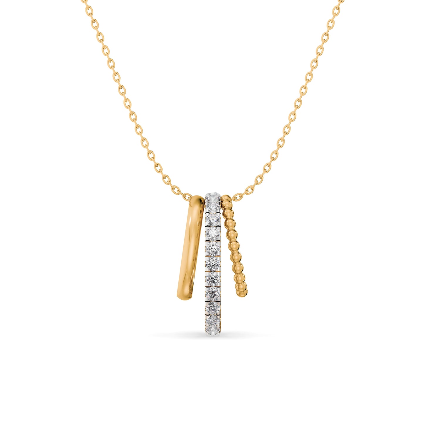Triple Bar 9KT Gold Laboratory Grown Diamond Pendant