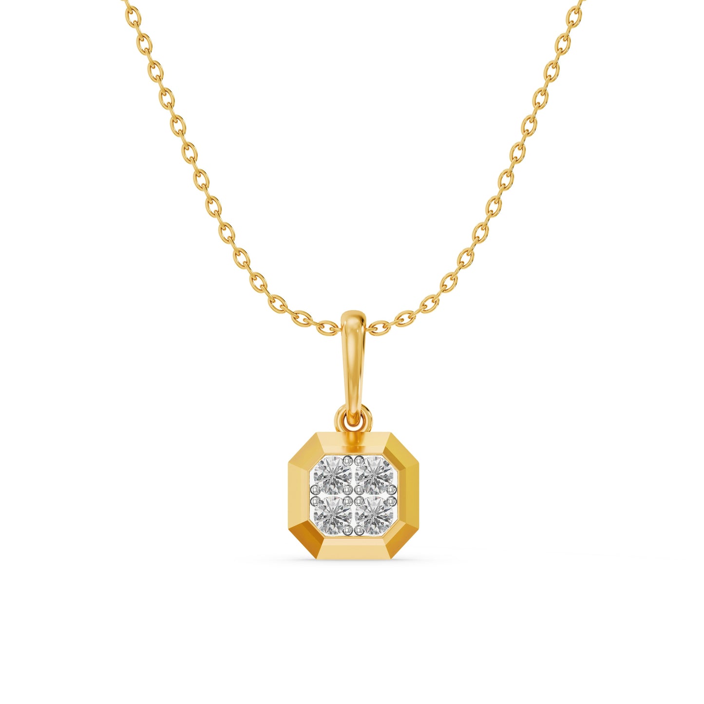 Guardian Square 9KT Gold Laboratory Grown Diamond Pendant