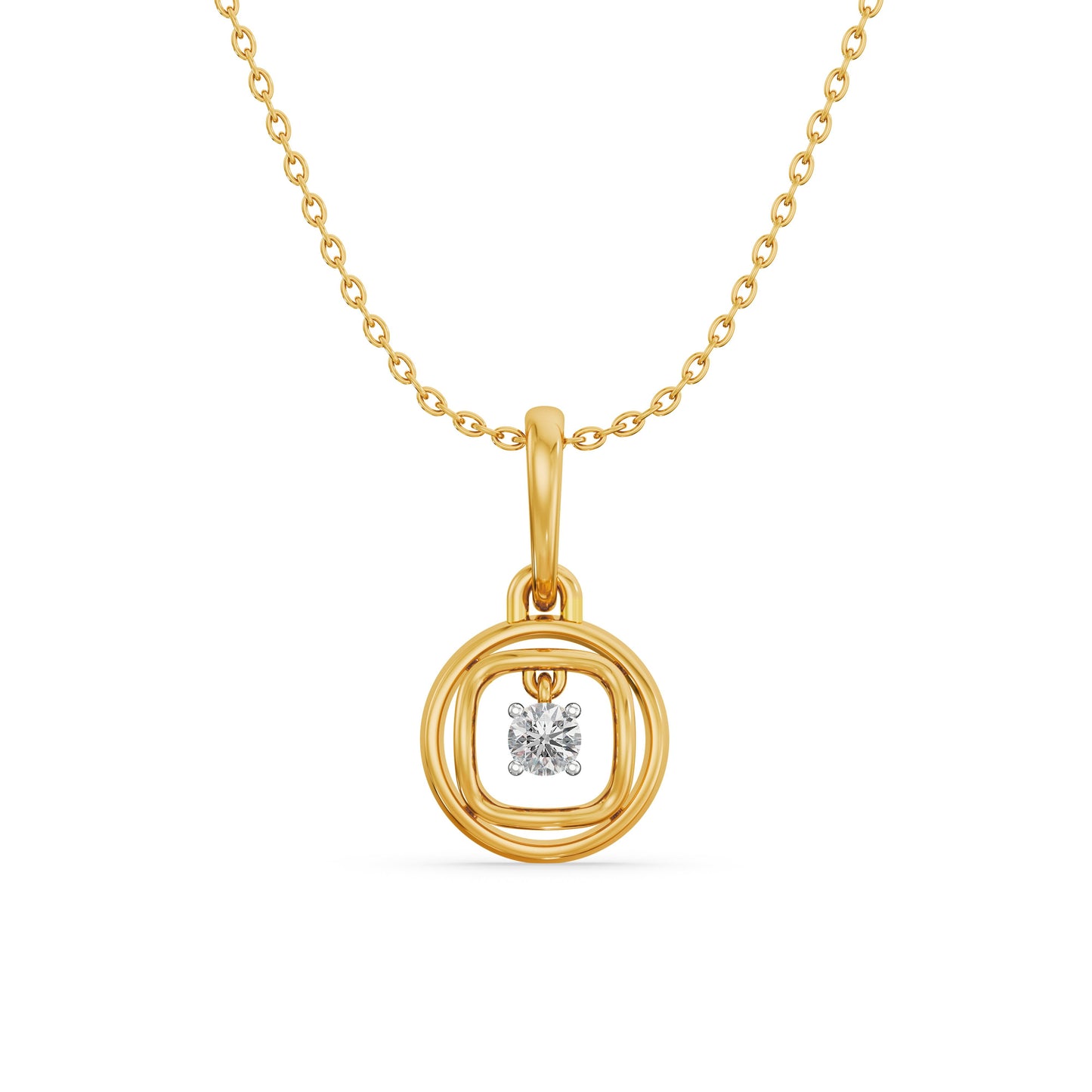 Squircle Frame 9KT Gold Laboratory Grown Diamond Pendant
