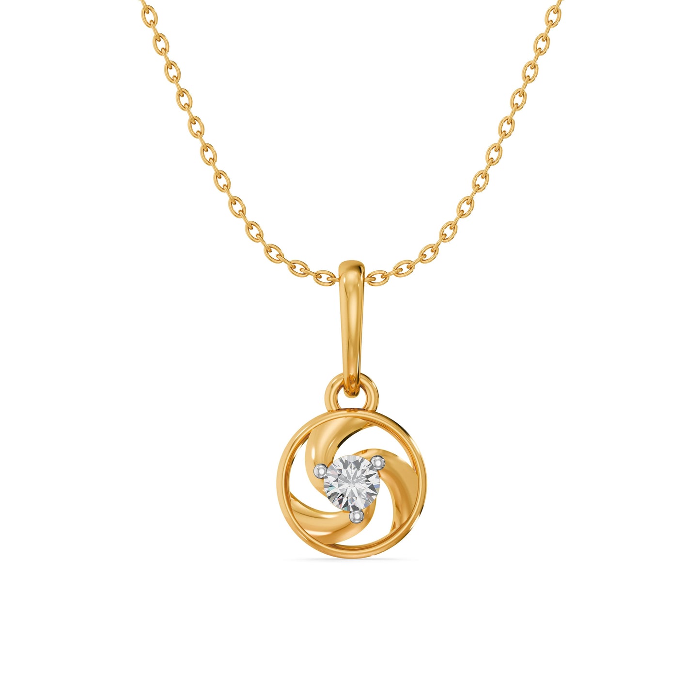 Fan Swirl 9KT Gold Laboratory Grown Diamond Pendant
