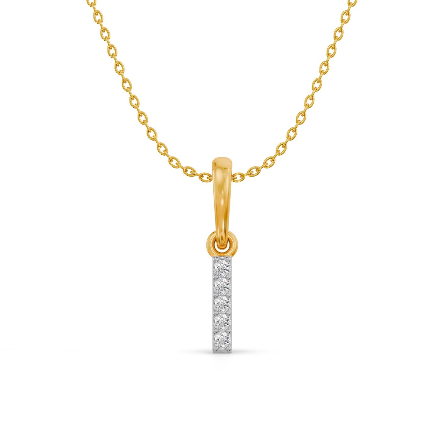 Sleek Bar 9KT Gold Laboratory Grown Diamond Pendant