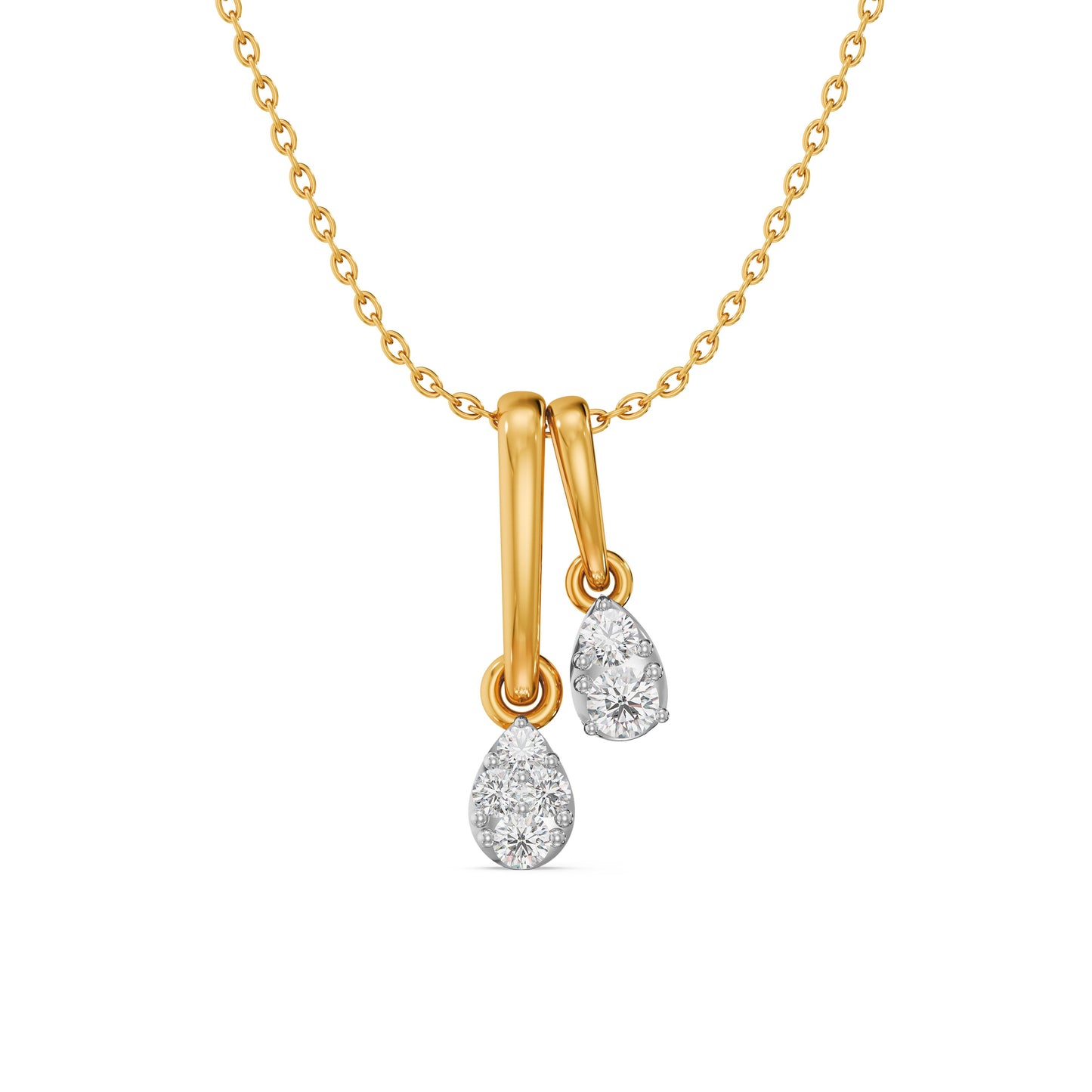 Dual Teardrop Charm 9KT Gold Laboratory Grown Diamond Pendant