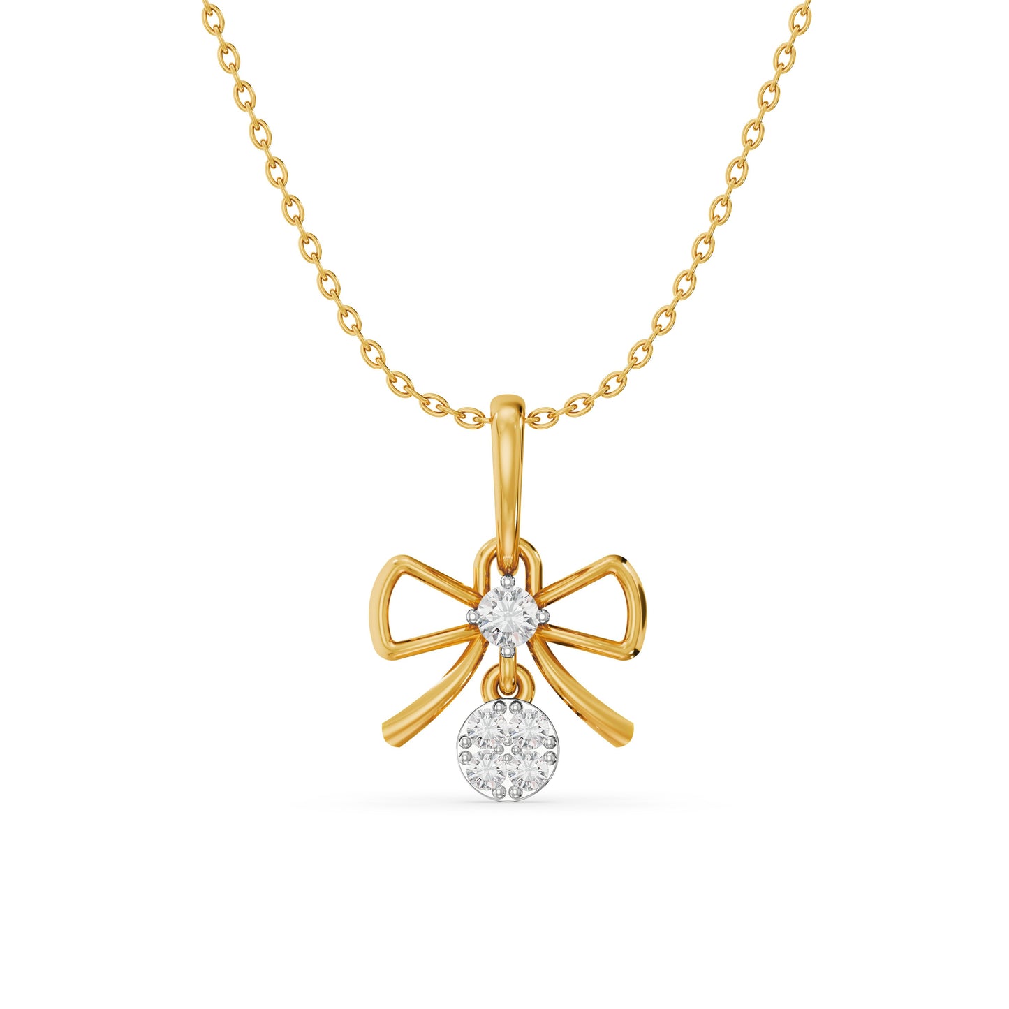 Cute Bow 9KT Gold Laboratory Grown Diamond Pendant