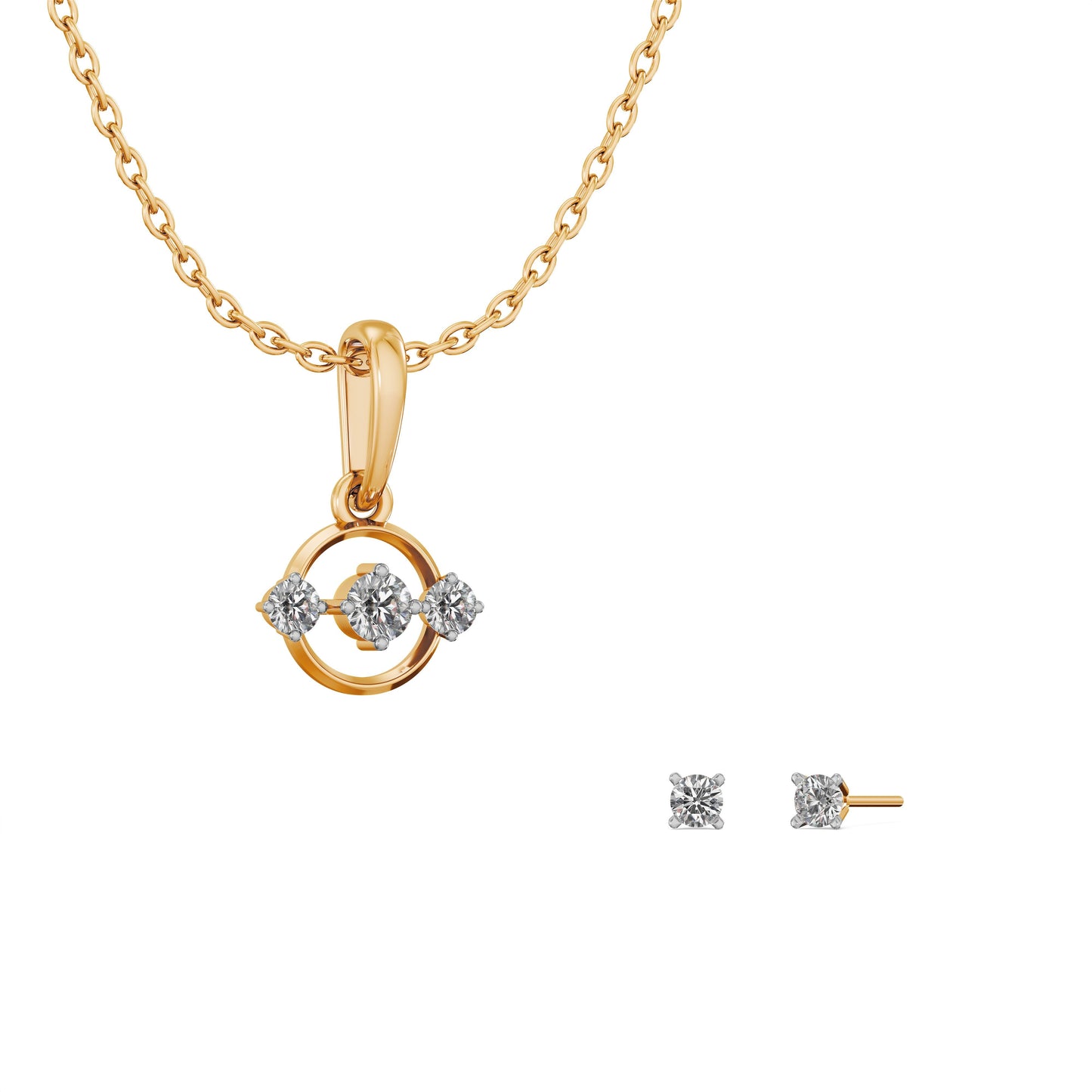 Lumi Peak 9KT Gold Laboratory Grown Diamond Pendant Set
