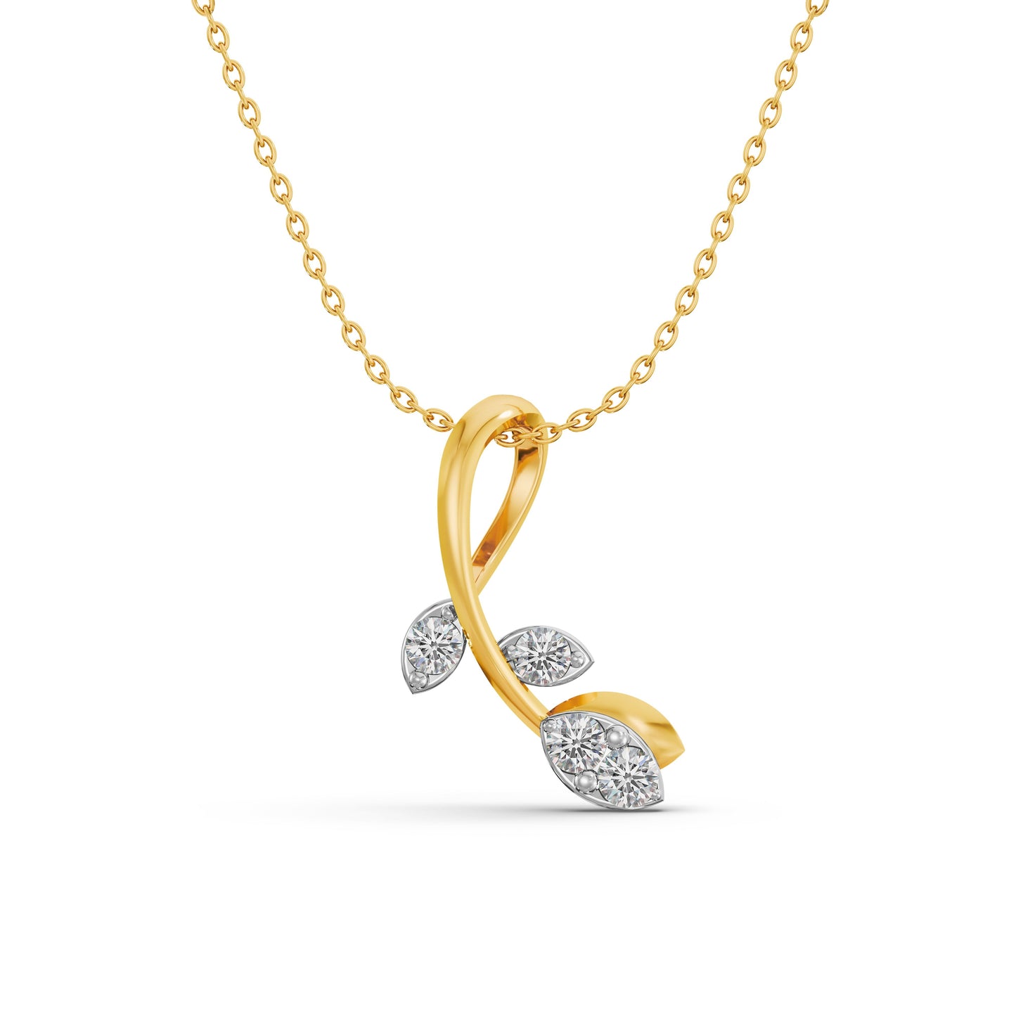 Flourish Petal 9KT Gold Laboratory Grown Diamond Pendant