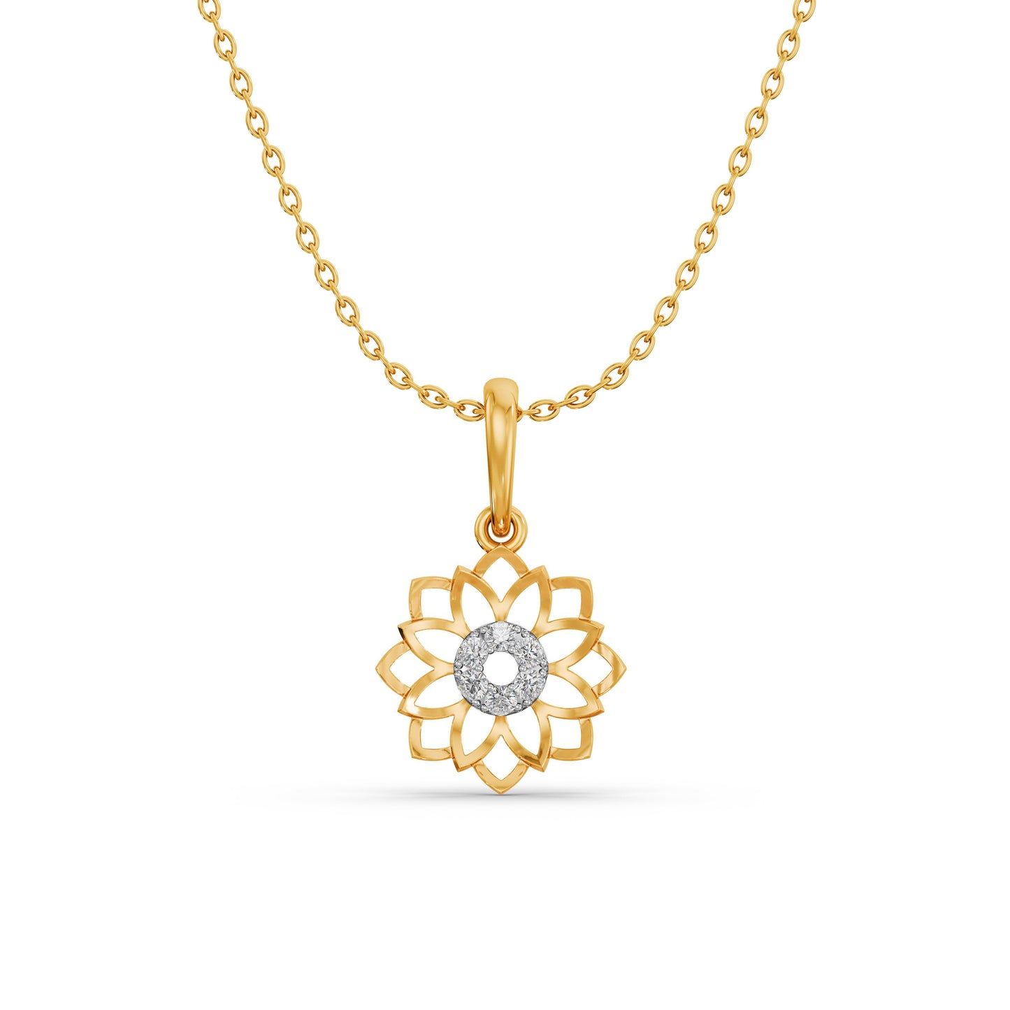 Aesthetic Flower 9KT Gold Laboratory Grown Diamond Pendant