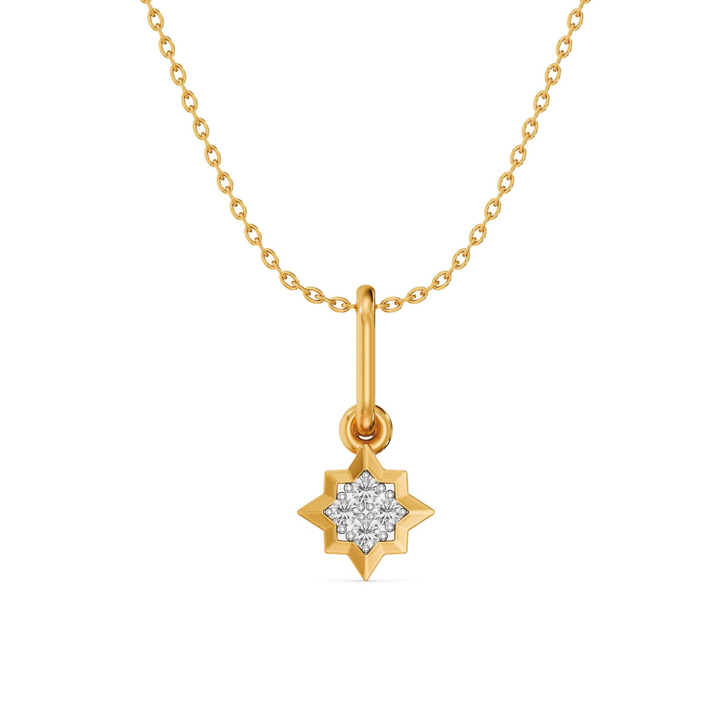 Shiny Star 9KT Gold Laboratory Grown Diamond Pendant
