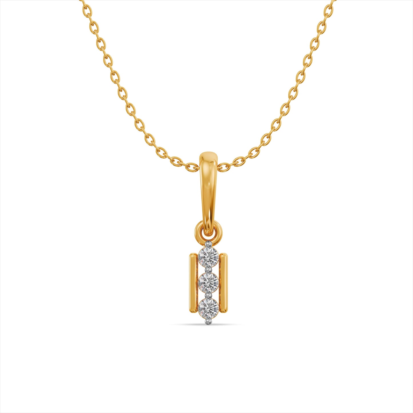 Lumi Column 9KT Gold Laboratory Grown Diamond Pendant