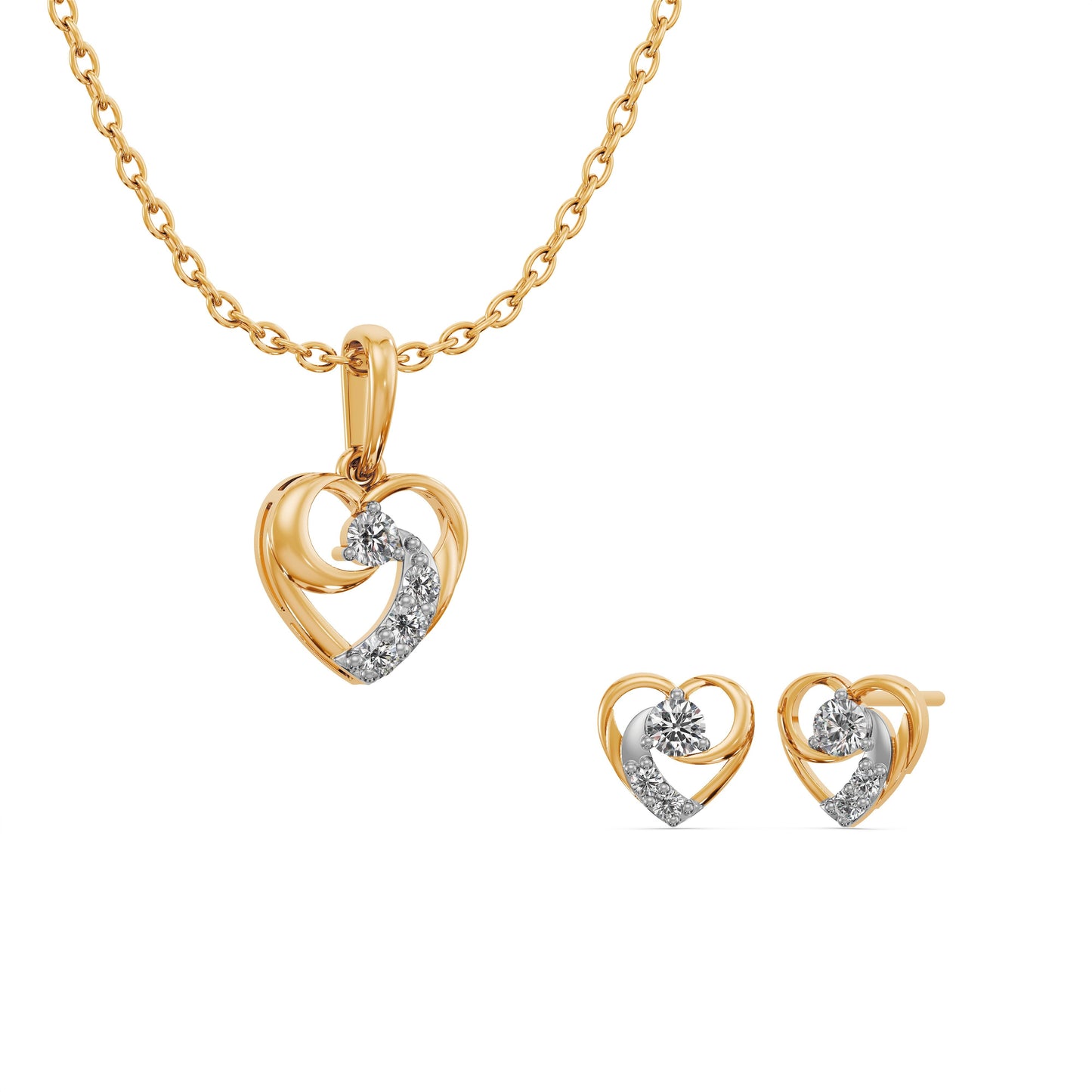 Luxe Heart 9KT Gold Laboratory Grown Diamond Pendant Set