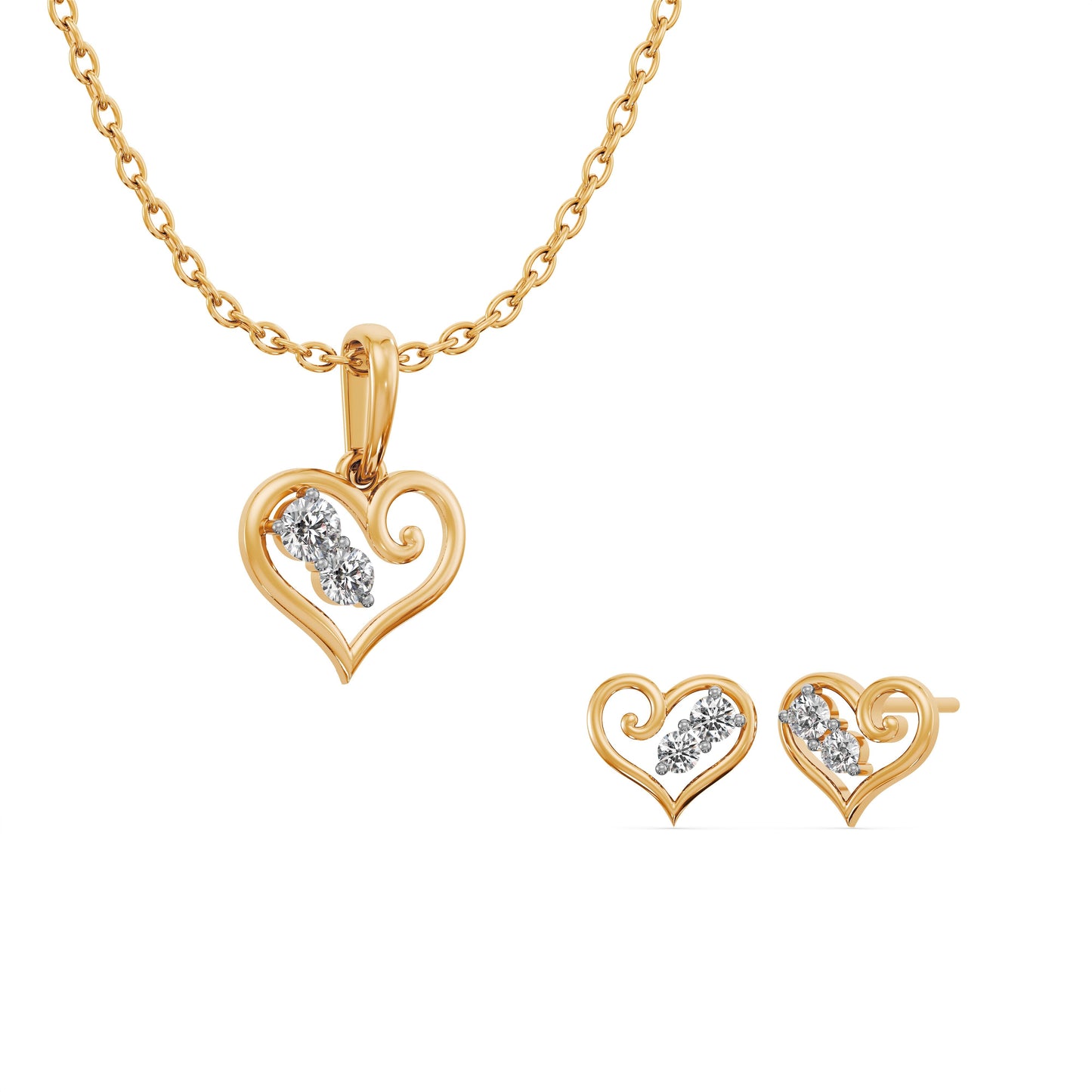 Blushing Heart 9KT Gold Laboratory Grown Diamond Pendant Set