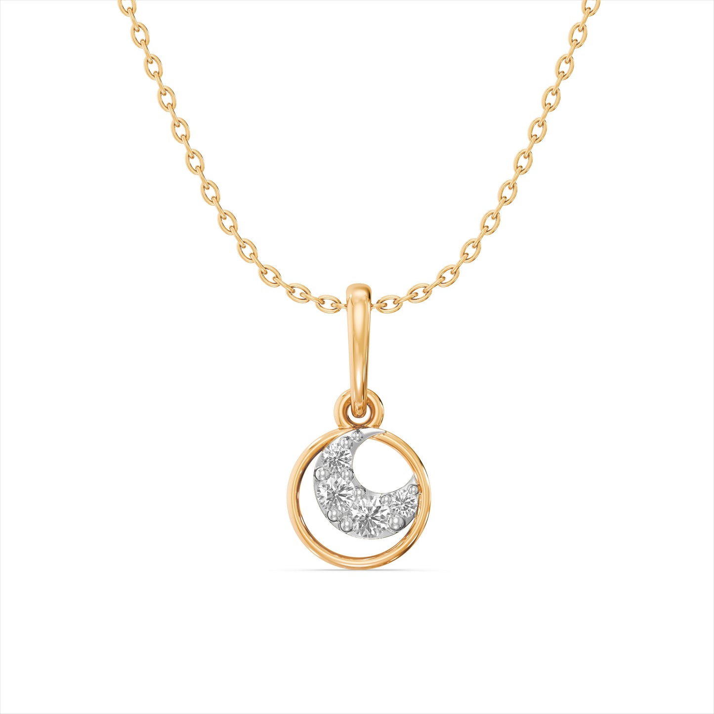 Moon Love 9KT Gold Laboratory Grown Diamond Pendant