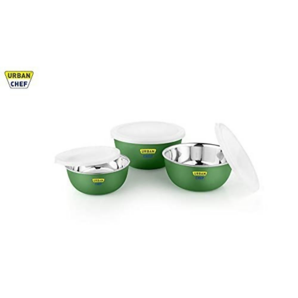 Urban Chef Mixing Bowl Set of 3 Stainless Steel - Green