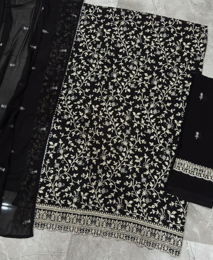 KC Black Straight Suit For Women Georgette Fabric