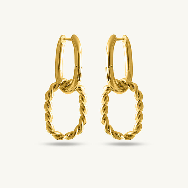 Double Rings Hoop Drop Earrings
