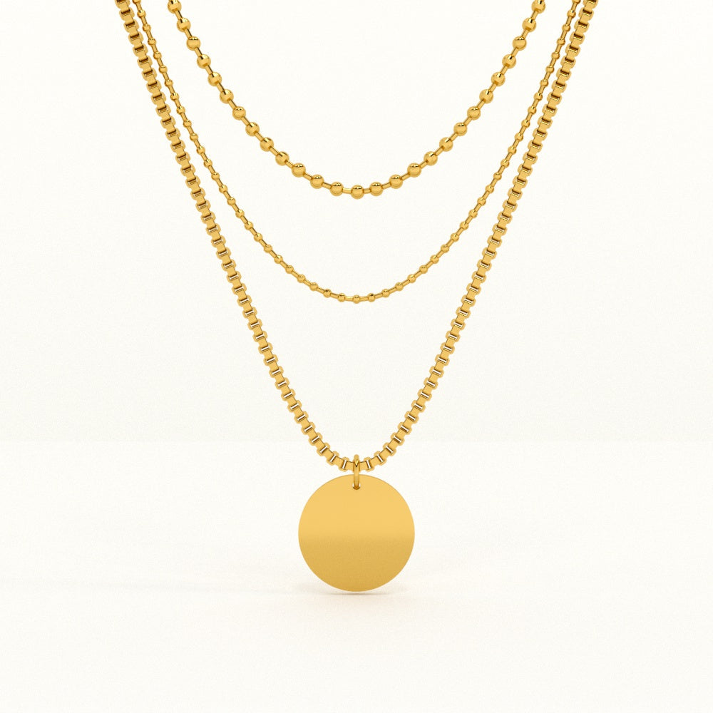 Round Belle Three Layer Necklace