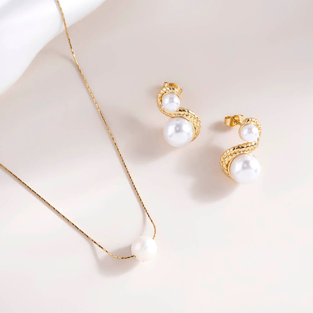 Elegant Pearl Swirl Jewellery Set