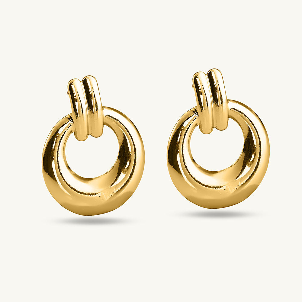 Grooved Gold Stud Earrings
