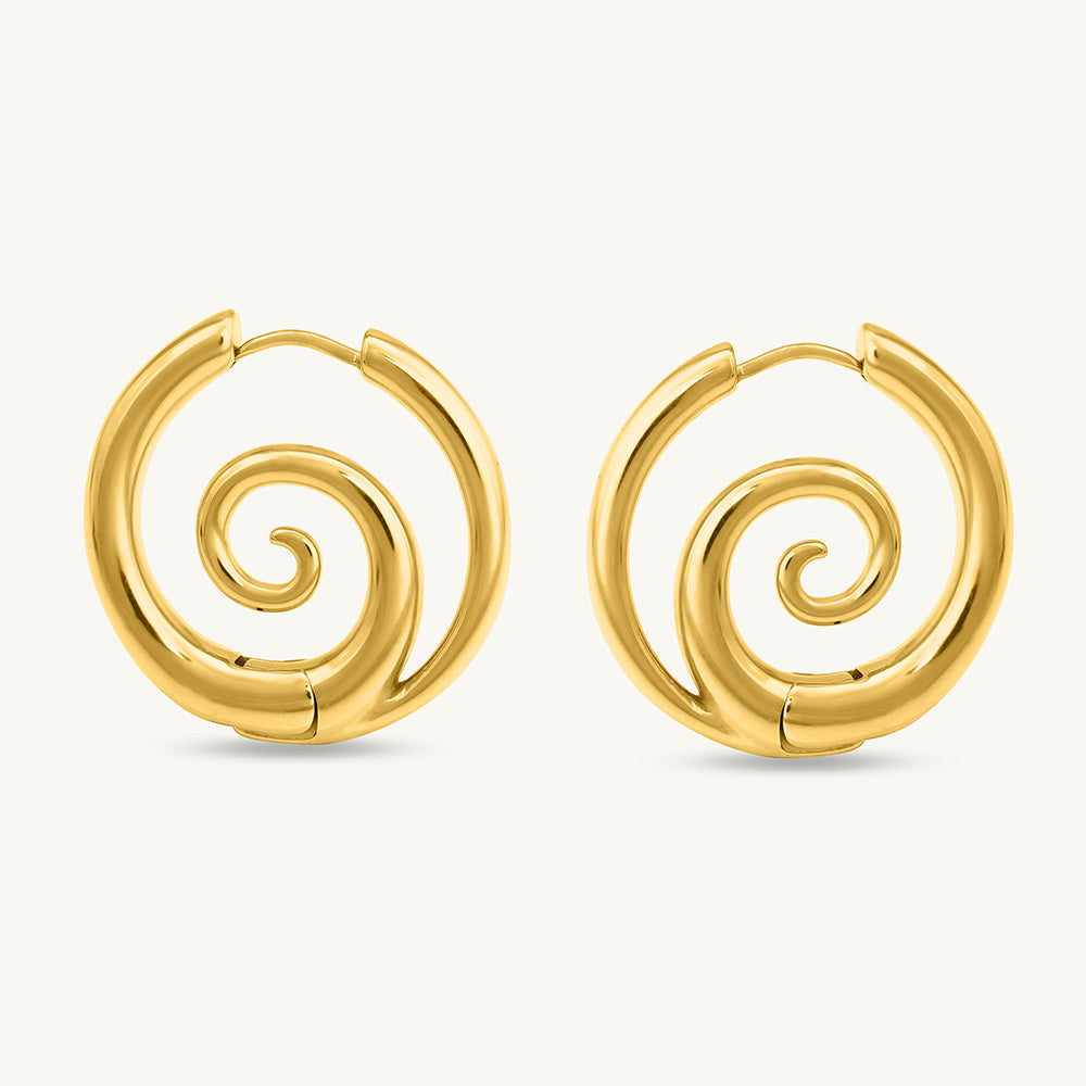 Spiral Serenity Golden Hoops Earrings