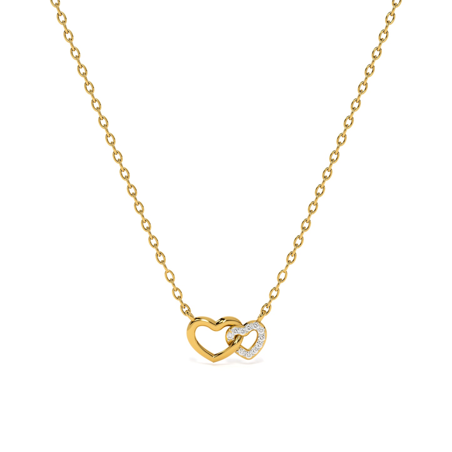 Two Hearts Together 9KT Gold Laboratory Grown Diamond Necklace