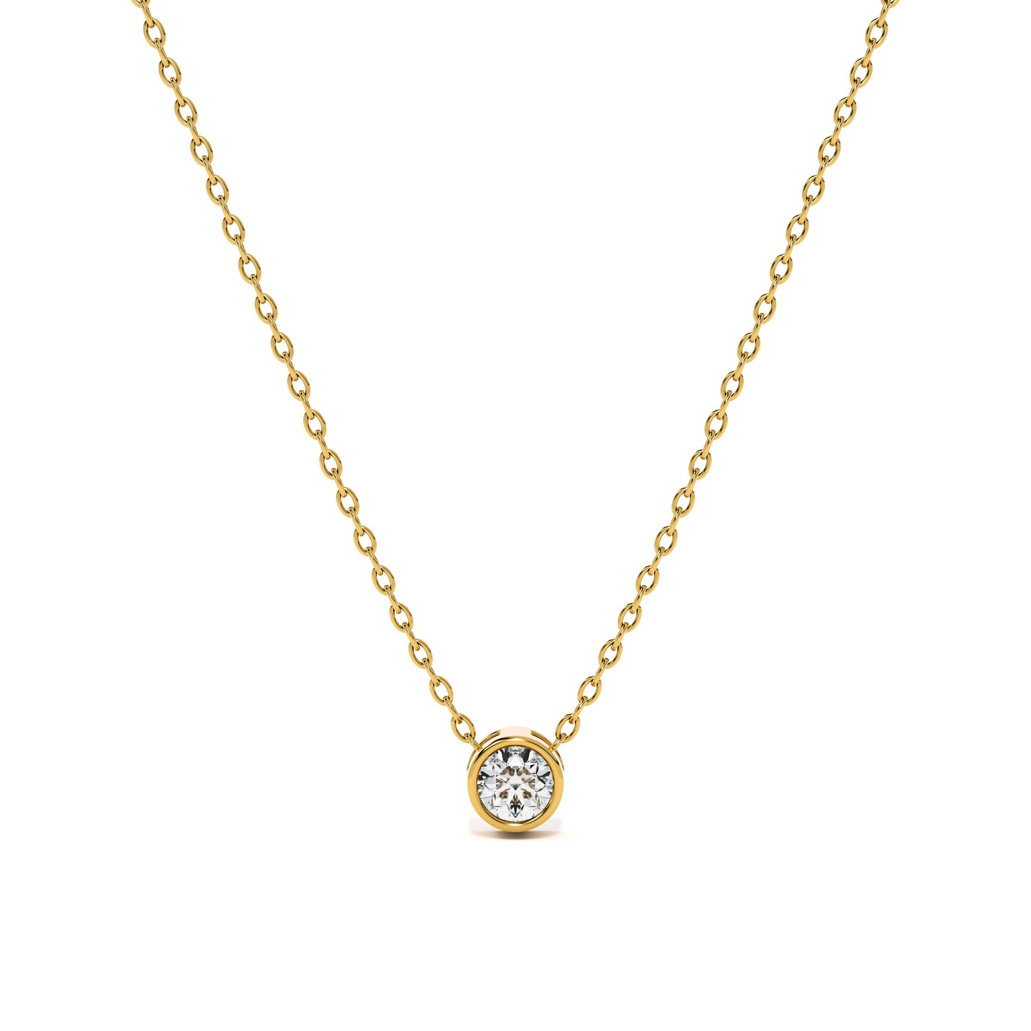 Bezel 9KT Gold Laboratory Grown Diamond Solitaire Pendant