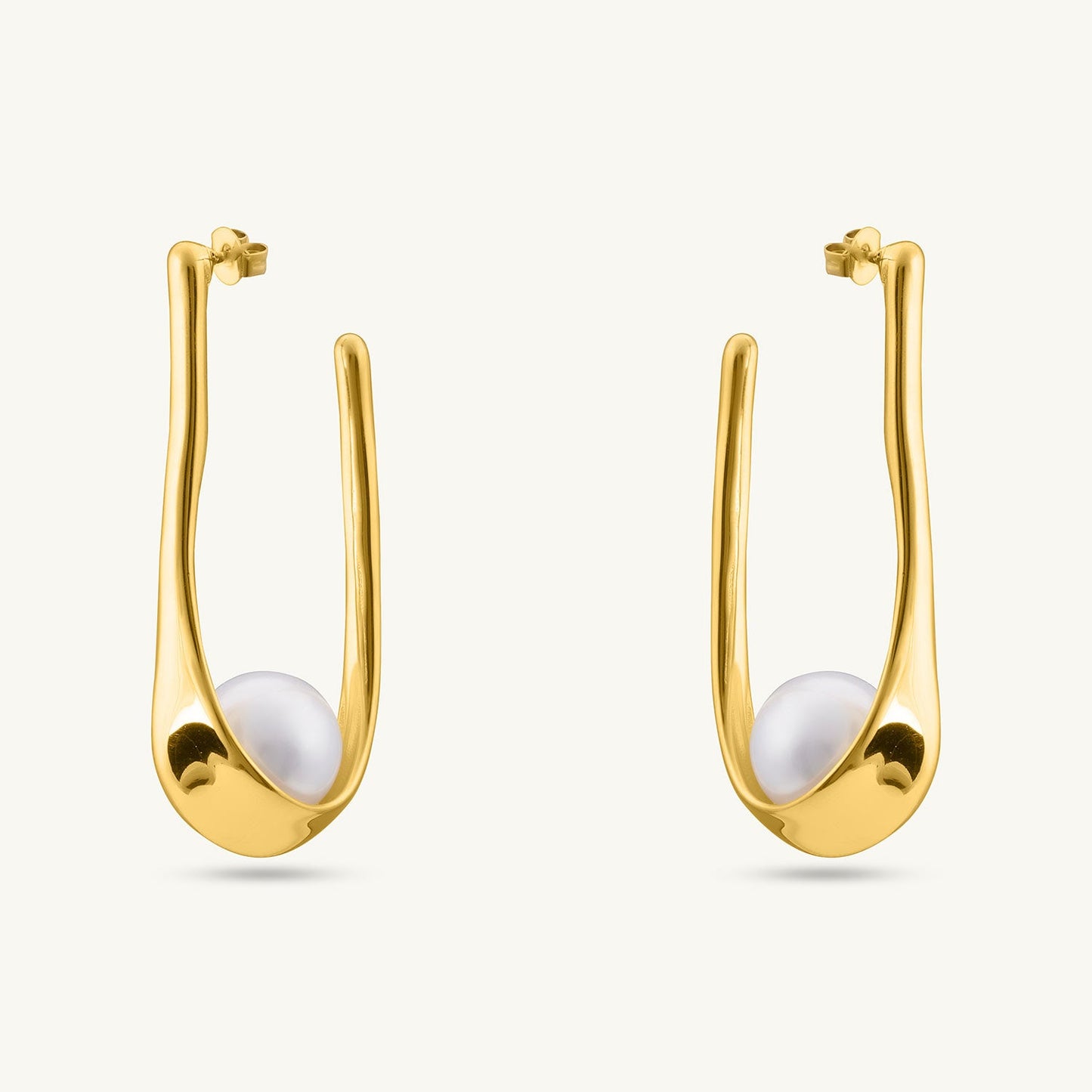 Pearl Open Hoop Earrings