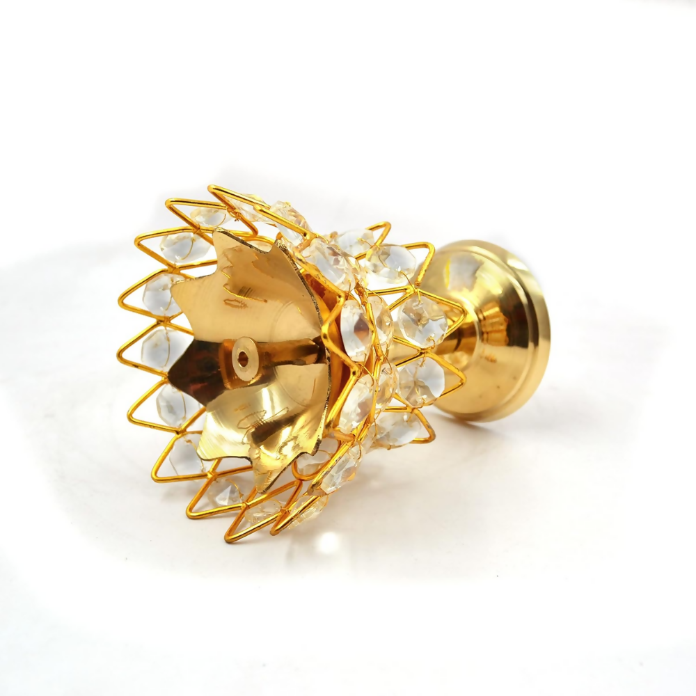 CraftVatika Brass Crystal Kerala Diya Stand