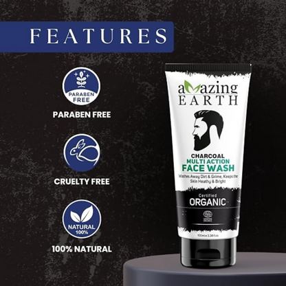 Amazing Earth Certified Organic Activated Charcoal Face Wash